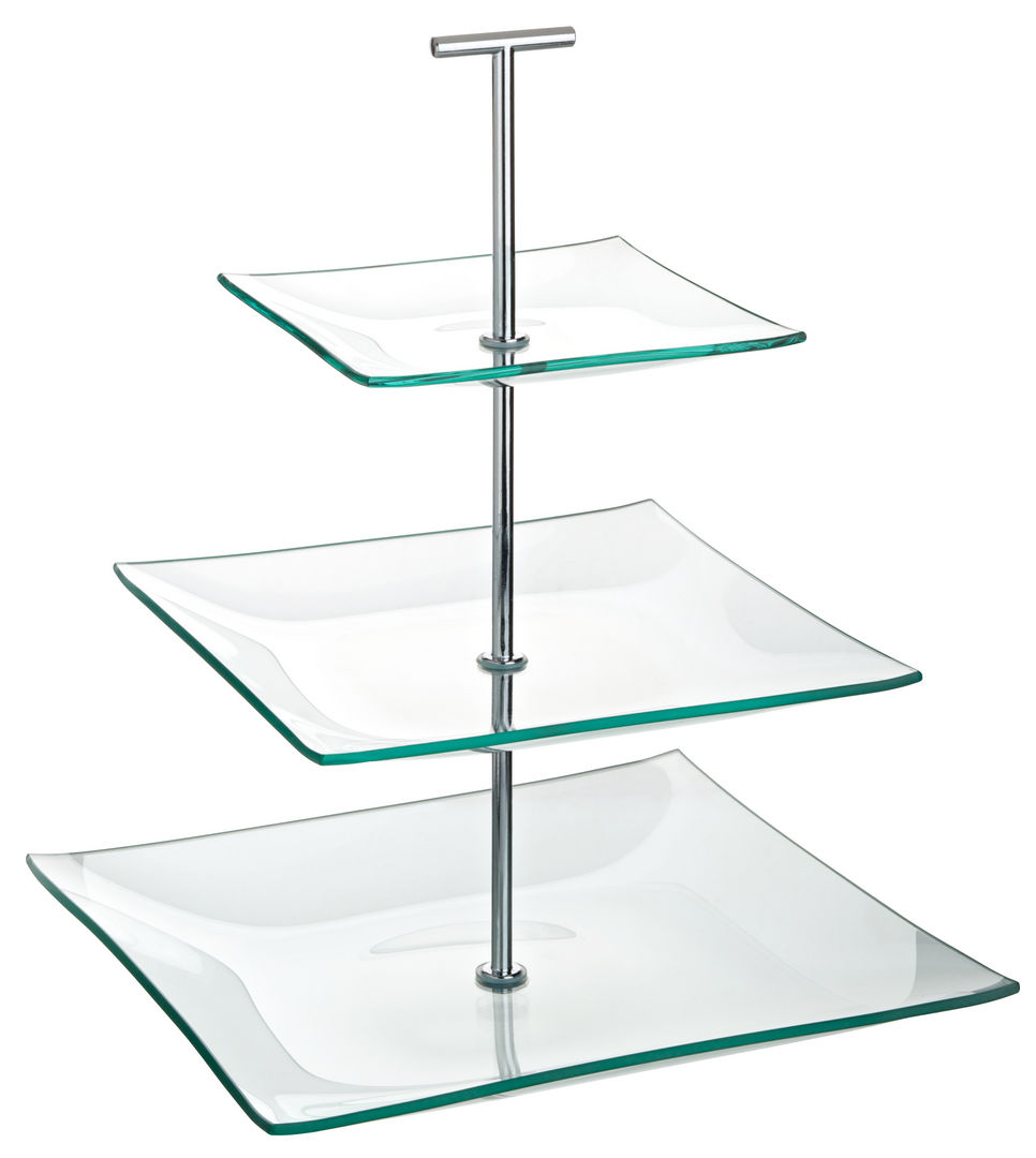 Aura 3 Tiered Square Glass Plate 9.75, 8, 5.75